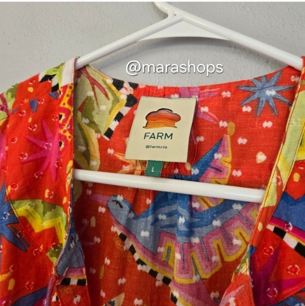 FARM Rio Red Magic Forest V Neck Mini Dress - Picture 6 of 9